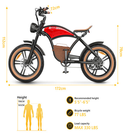 HIDOES B10 Electric Bike – 1000W Motor | 48V 12.5Ah Battery | 28 MPH Speed | 40 Miles Range