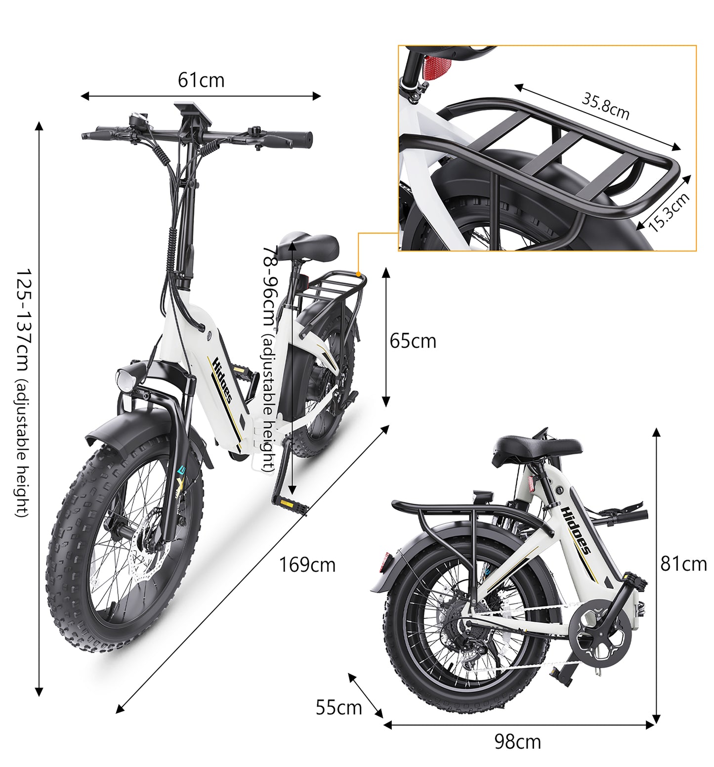 Hidoes BF1 Electric Bike – 750W Motor | 48V 13Ah Battery | 25 MPH Speed | 22 Miles Range