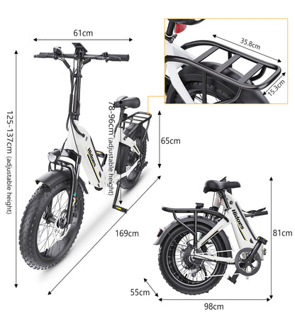 Hidoes BF1 Electric Bike – 750W Motor | 48V 13Ah Battery | 25 MPH Speed | 22 Miles Range