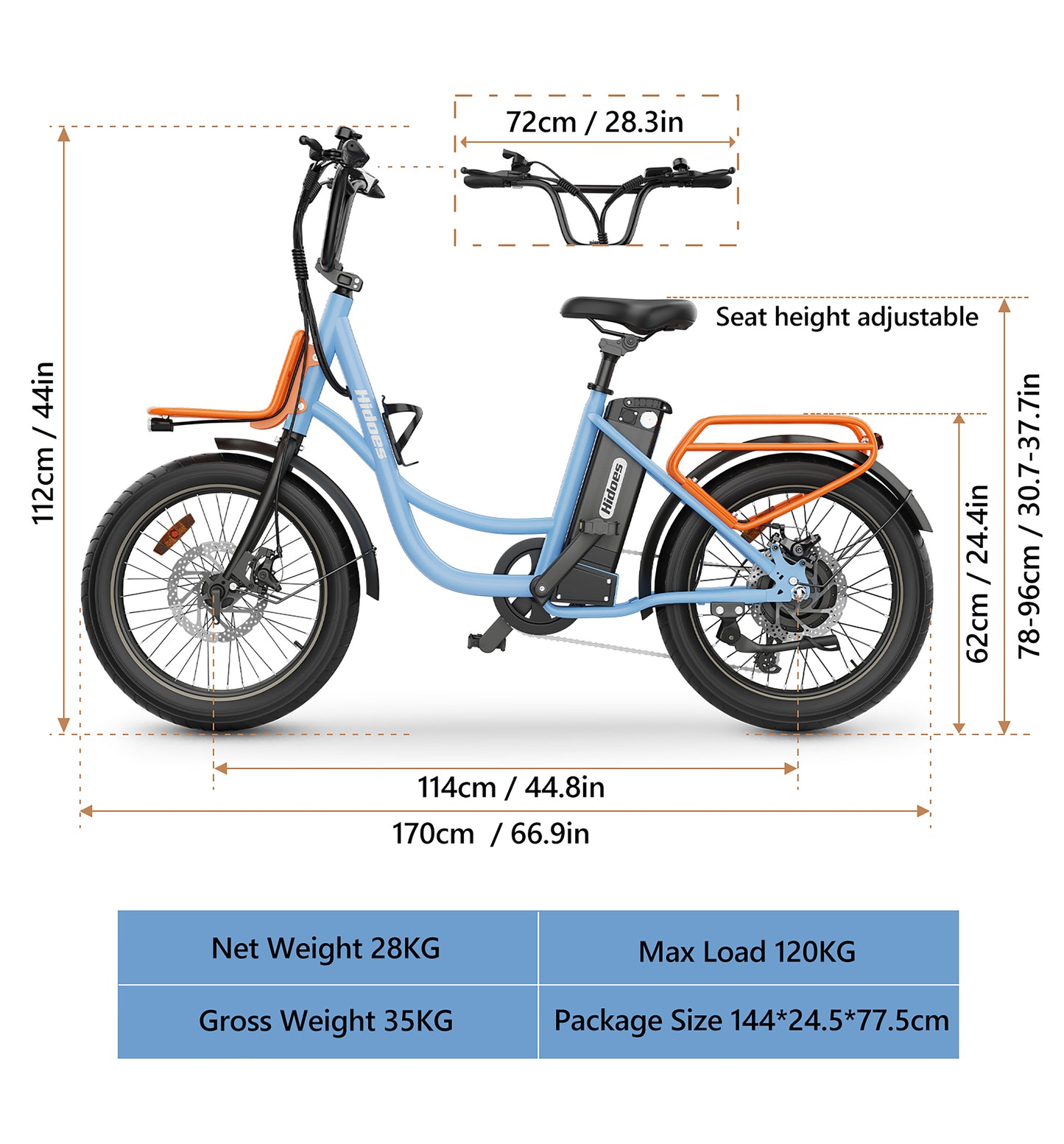 Hidoes C6 Electric Bike – 250W Motor | 36V 13Ah Battery | 15.5 MPH Max Speed | 22 Miles Range