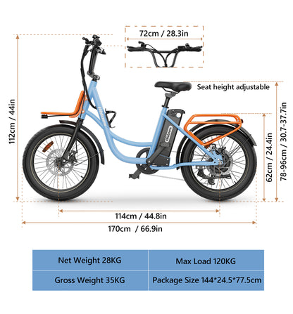 Hidoes C6 Electric Bike – 250W Motor | 36V 13Ah Battery | 15.5 MPH Max Speed | 22 Miles Range